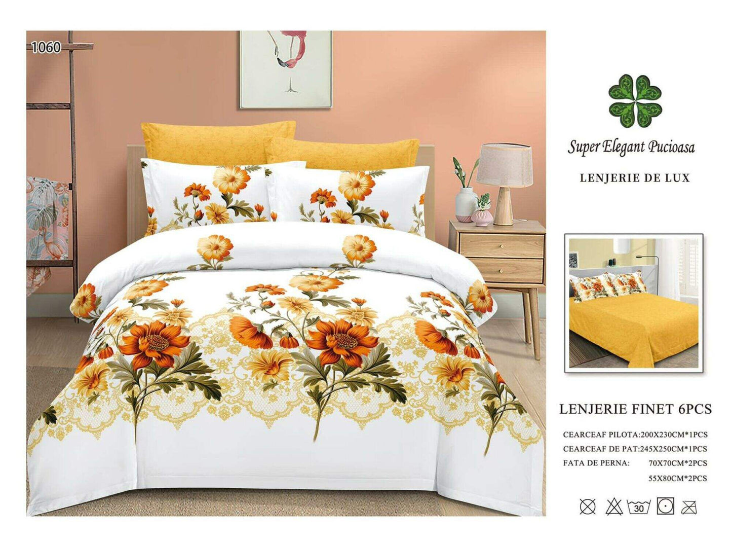 Lenjerie de Pat Bumbac Finet 6 Piese