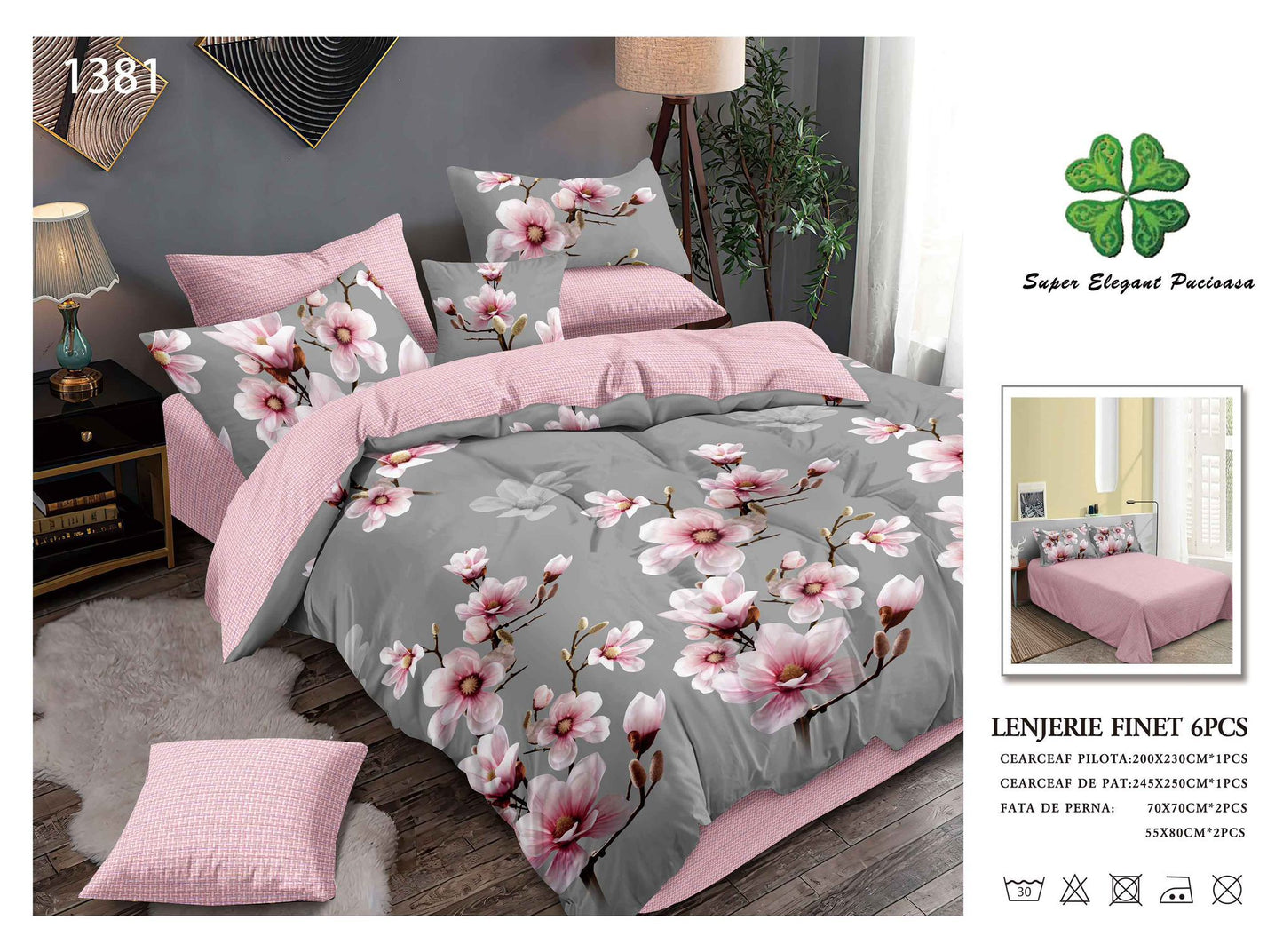 Lenjerie de Pat Bumbac Finet 6 Piese