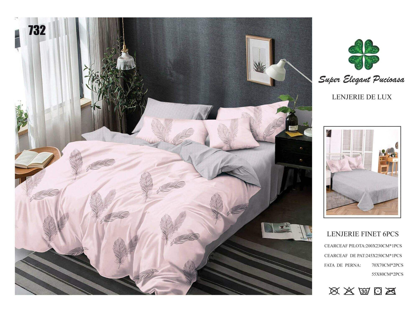 Lenjerie de Pat Bumbac Finet 6 Piese