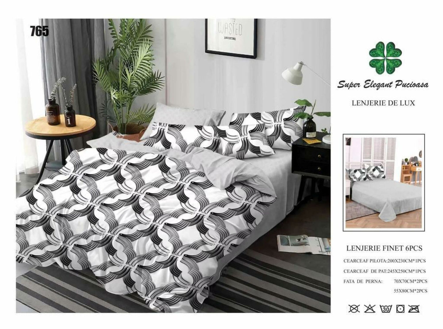 Lenjerie de Pat Bumbac Finet 6 Piese