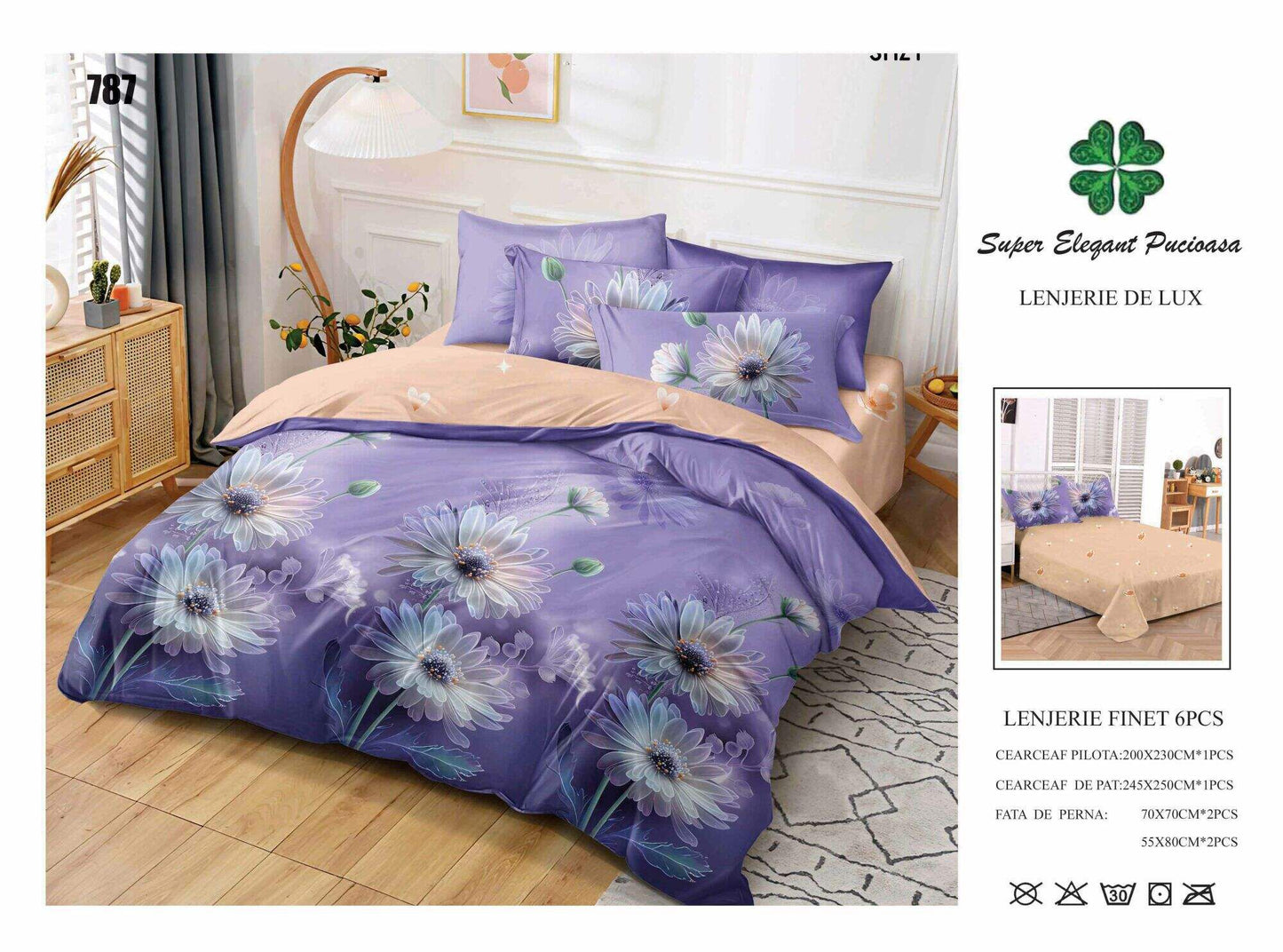 Lenjerie de Pat Bumbac Finet 6 Piese