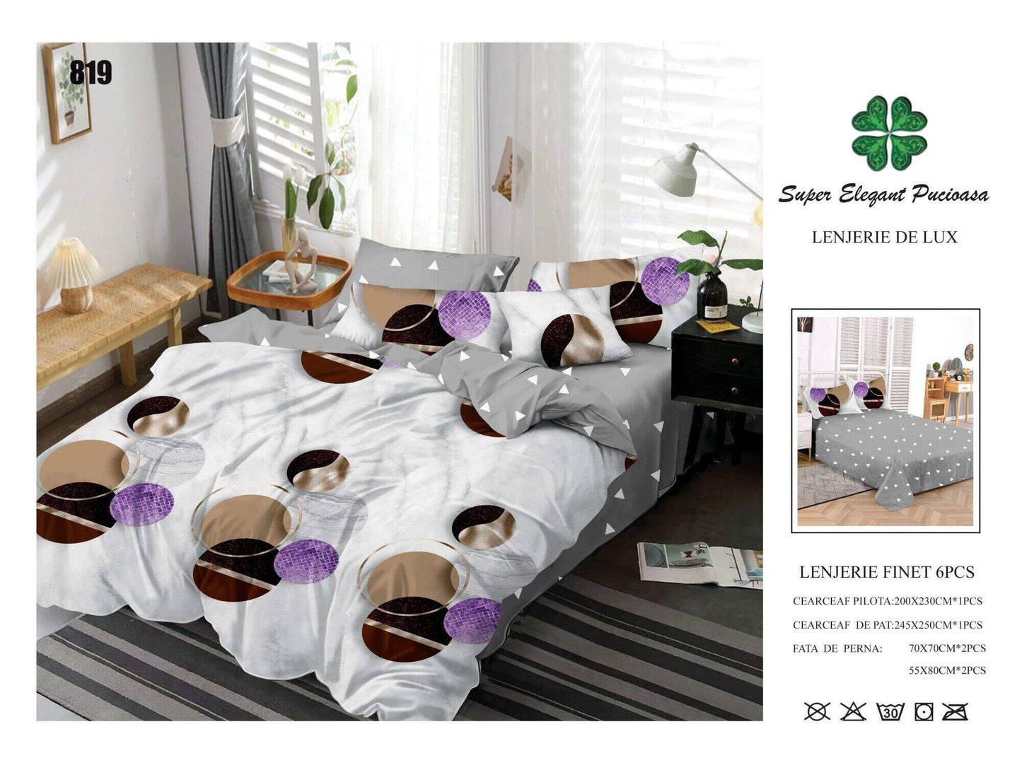 Lenjerie de Pat Bumbac Finet 6 Piese