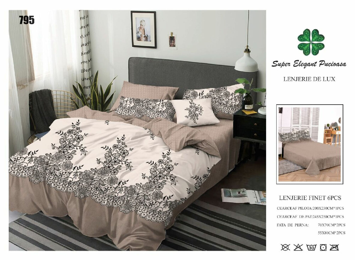 Lenjerie de Pat Bumbac Finet 6 Piese