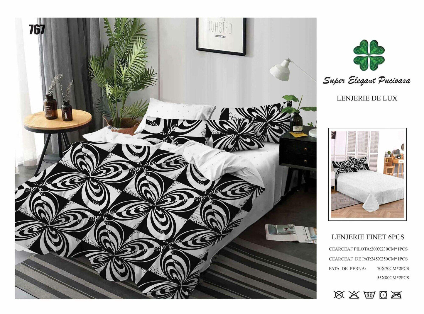 Lenjerie de Pat Bumbac Finet 6 Piese