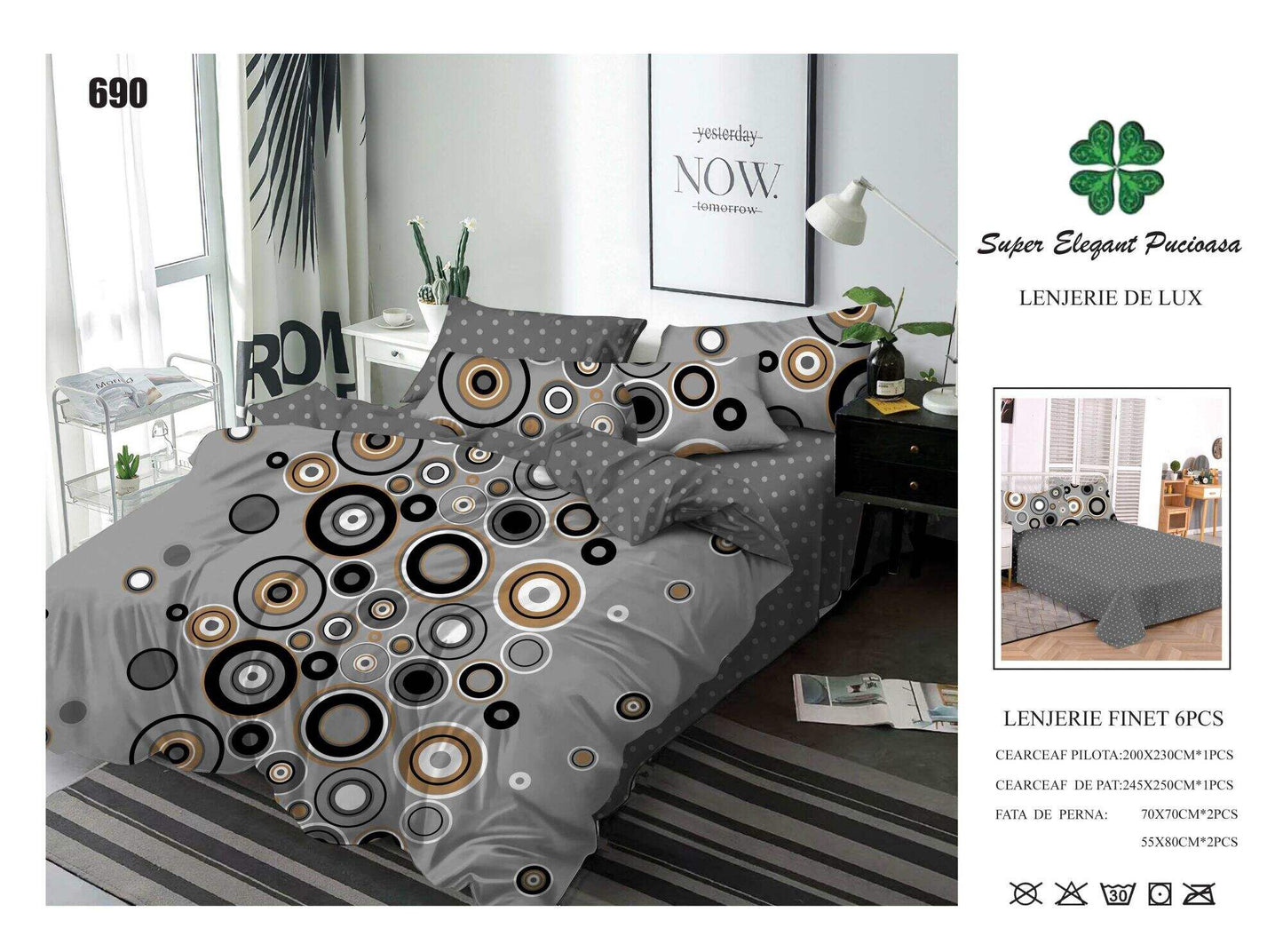 Lenjerie de Pat Bumbac Finet 6 Piese