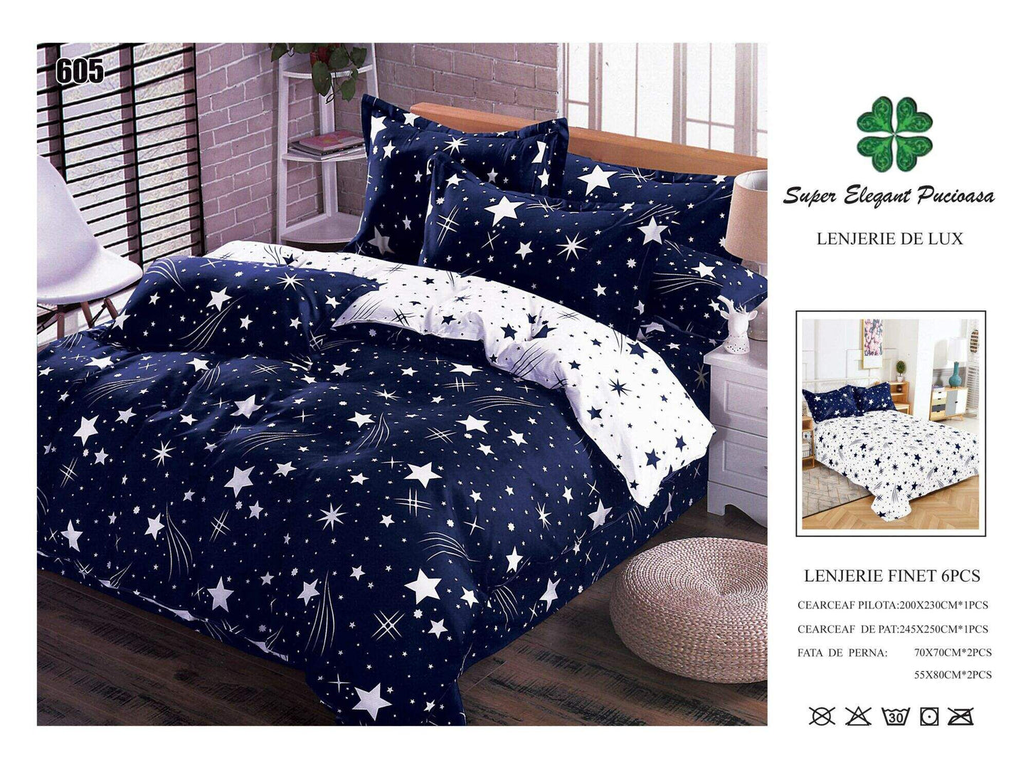 Lenjerie de Pat Bumbac Finet 6 Piese