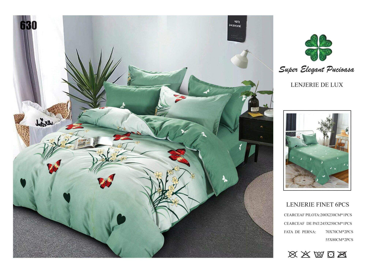 Lenjerie de Pat Bumbac Finet 6 Piese