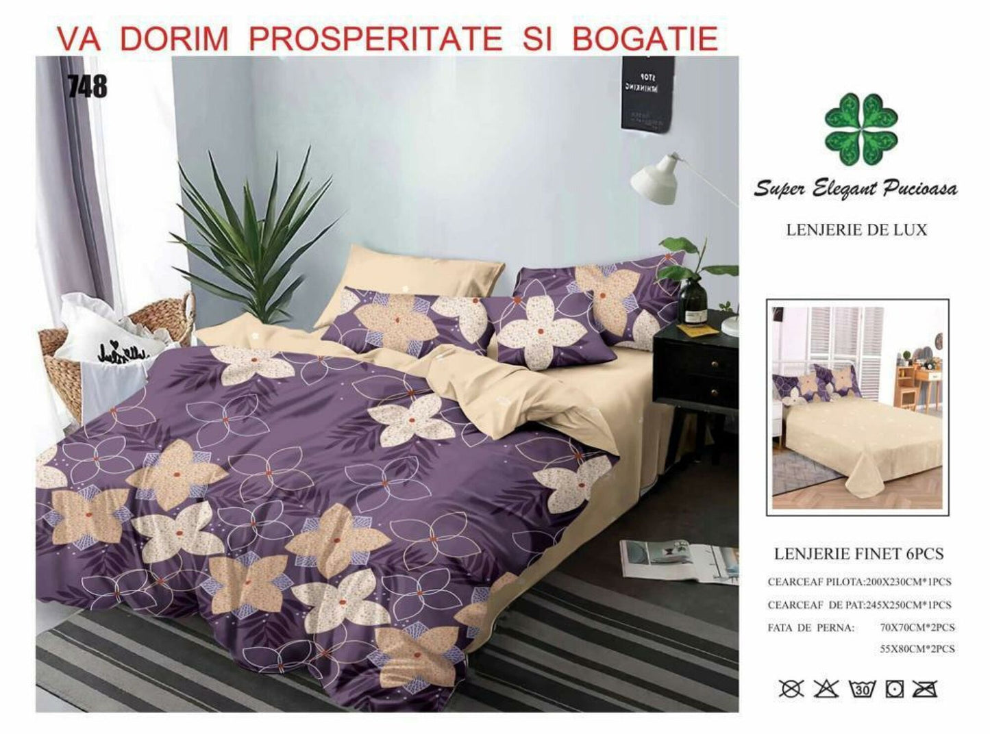 Lenjerie de Pat Bumbac Finet 6 Piese