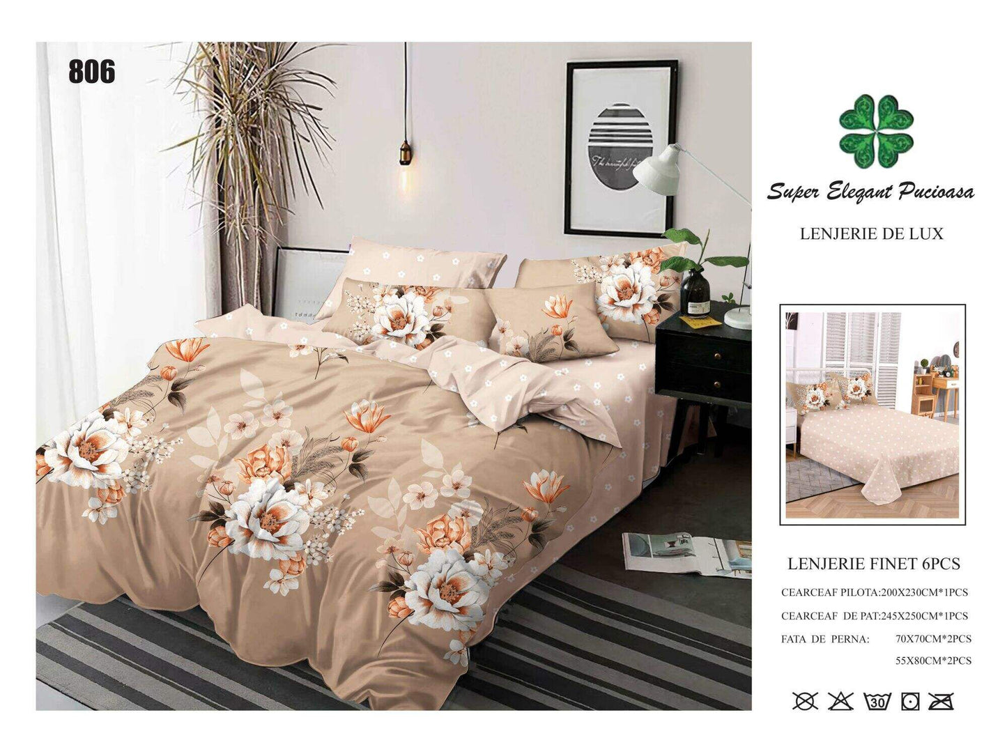 Lenjerie de Pat Bumbac Finet 6 Piese