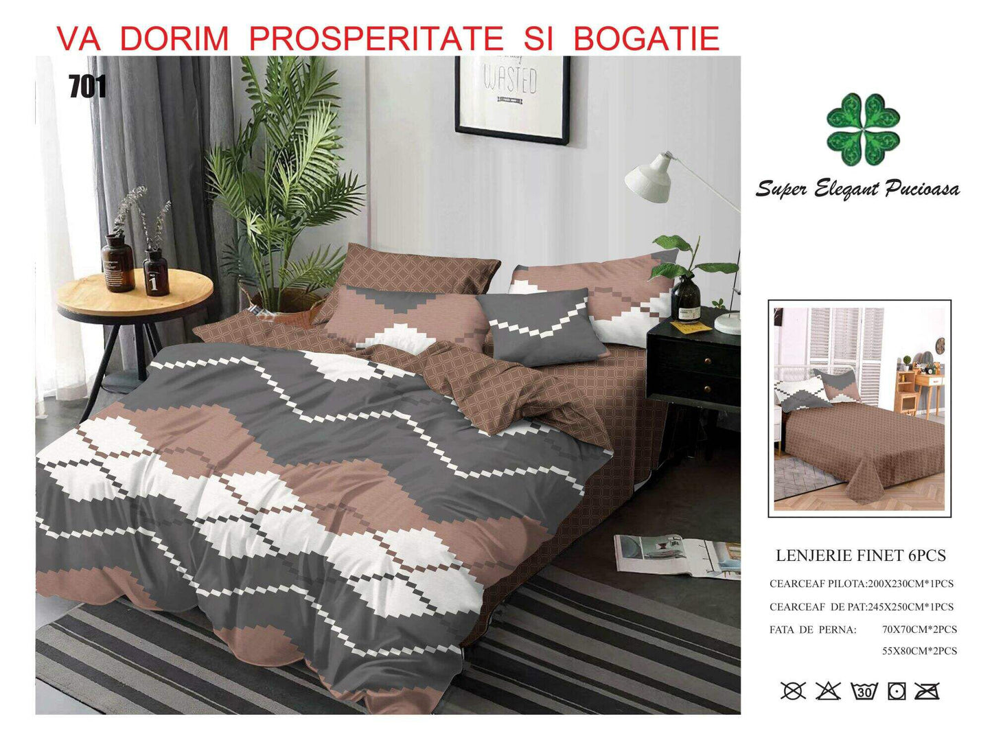 Lenjerie de Pat Bumbac Finet 6 Piese