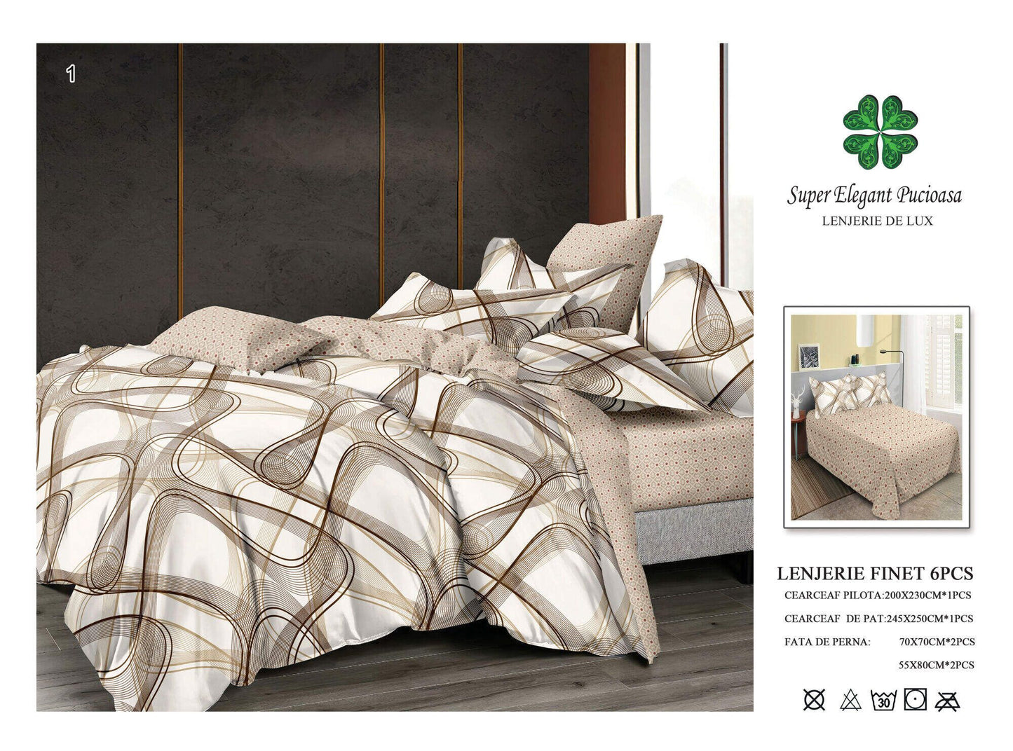 Lenjerie de Pat Bumbac Finet 6 Piese