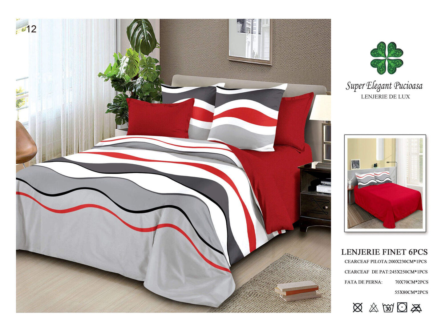 Lenjerie de Pat Bumbac Finet 6 Piese