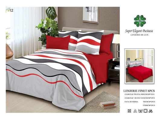 Lenjerie de Pat Bumbac Finet 6 Piese