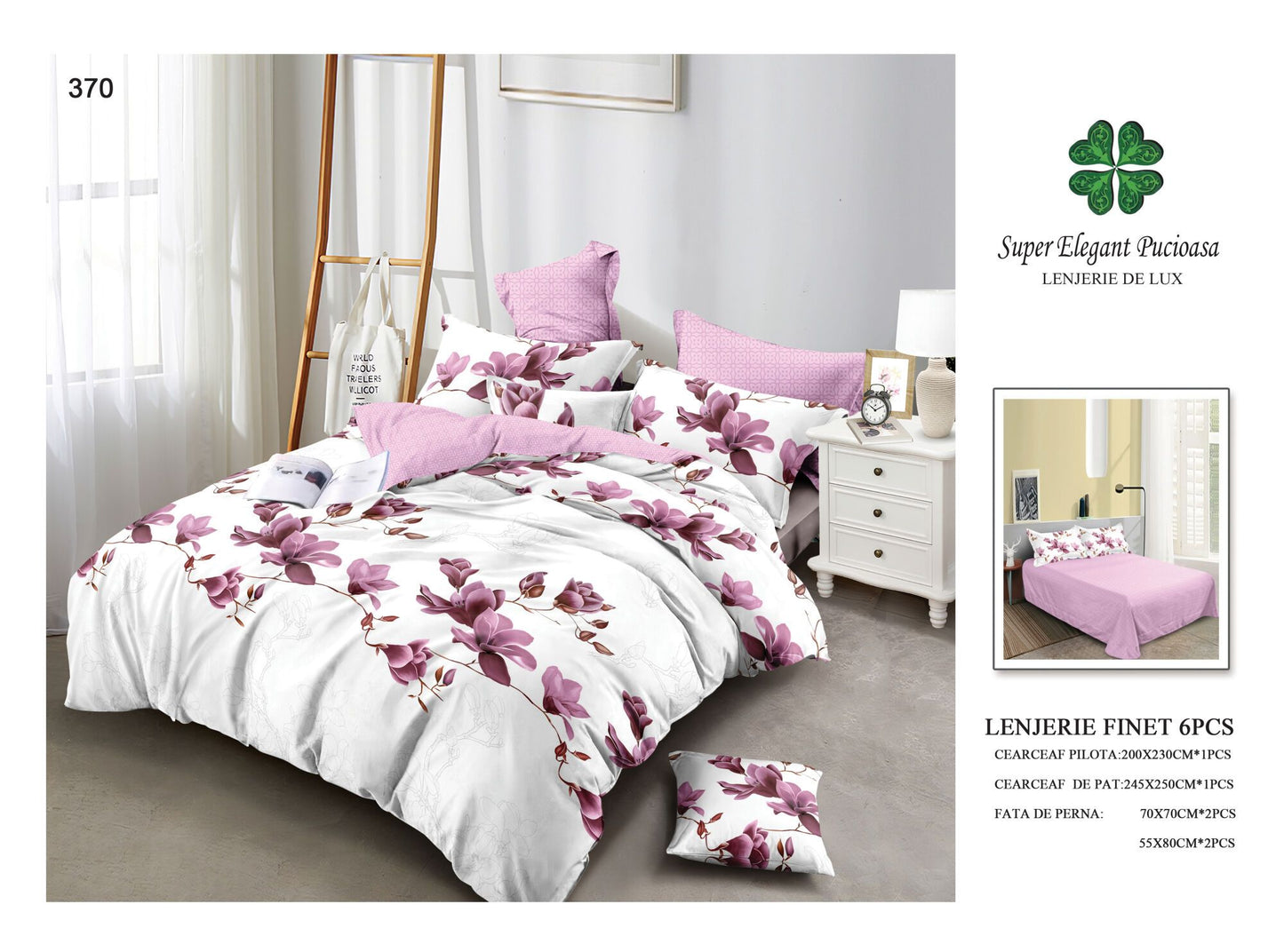 Lenjerie de Pat Bumbac Finet 6 Piese