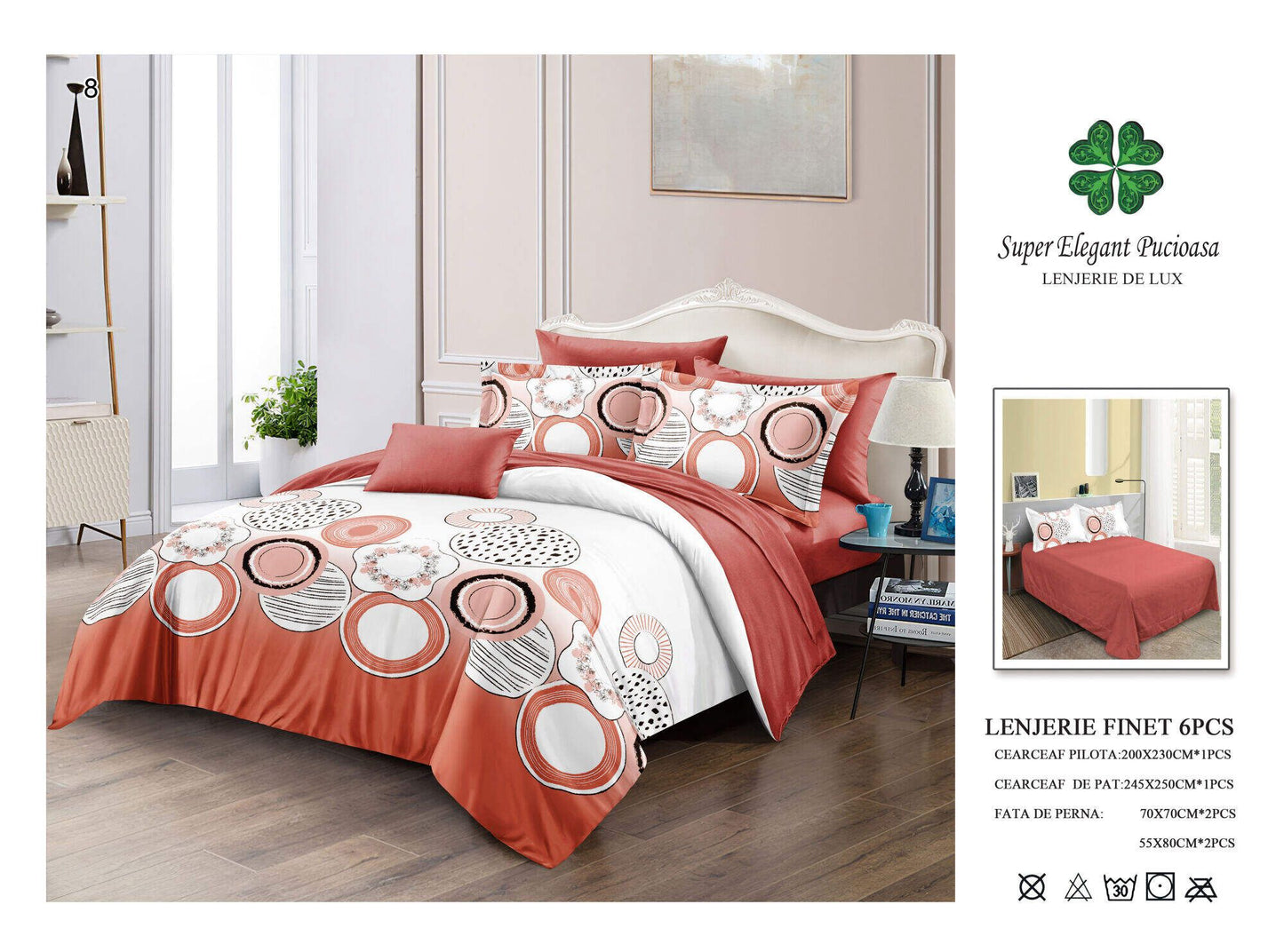 Lenjerie de Pat Bumbac Finet 6 Piese