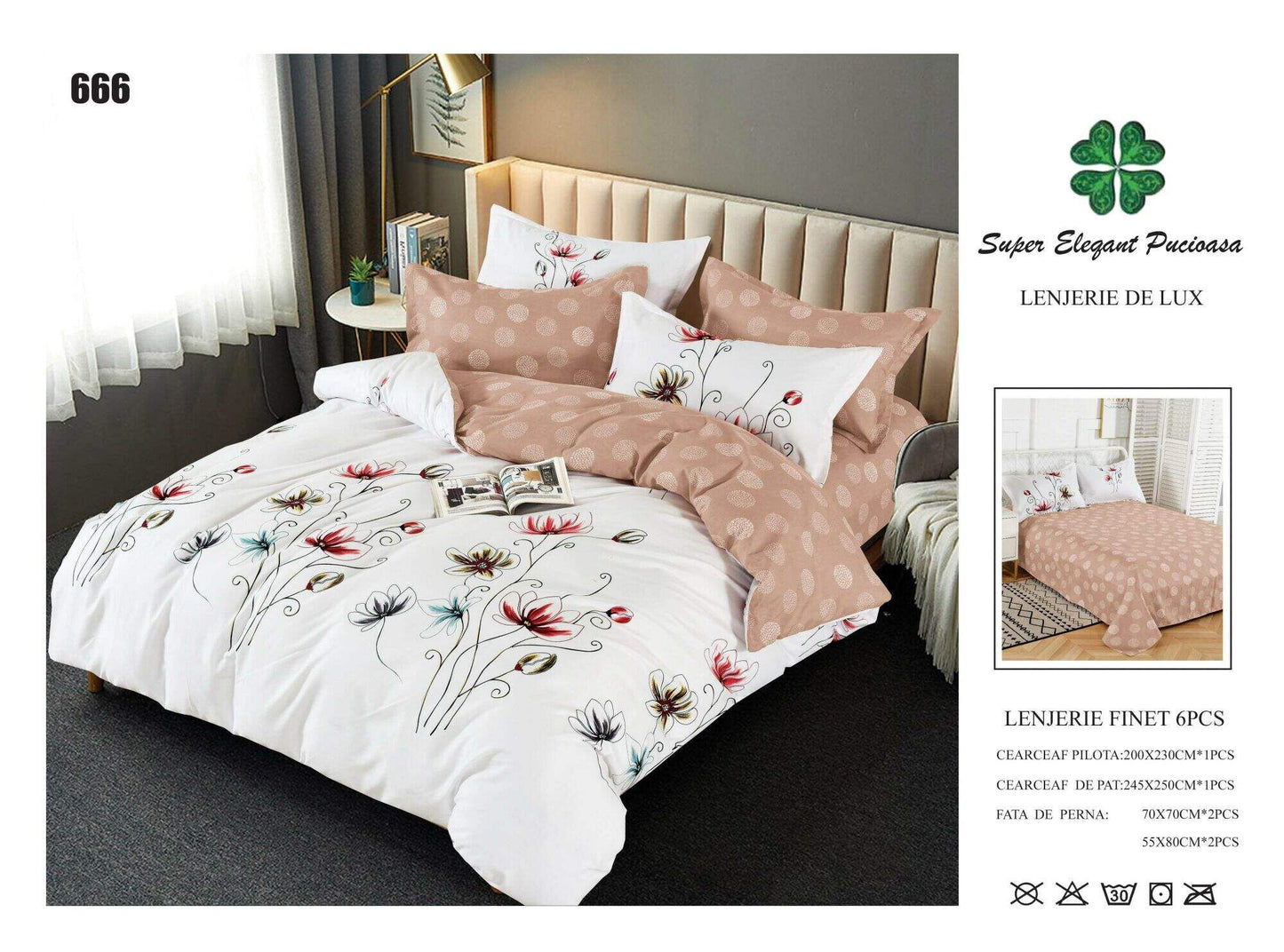 Lenjerie de Pat Bumbac Finet 6 Piese