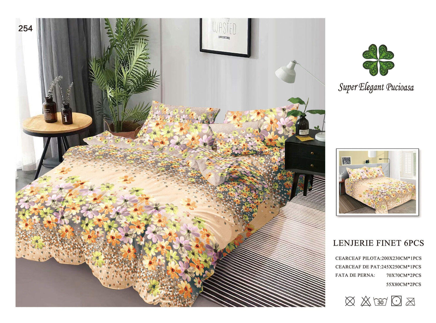 Lenjerie de Pat Bumbac Finet 6 Piese