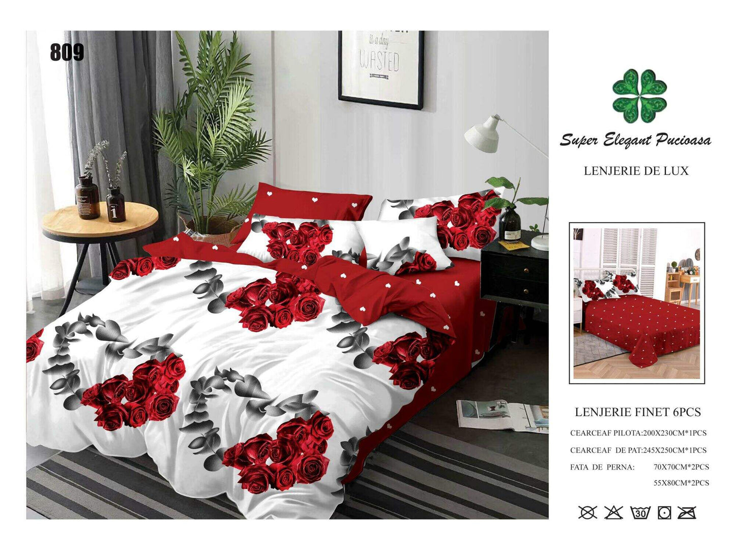 Lenjerie de Pat Bumbac Finet 6 Piese