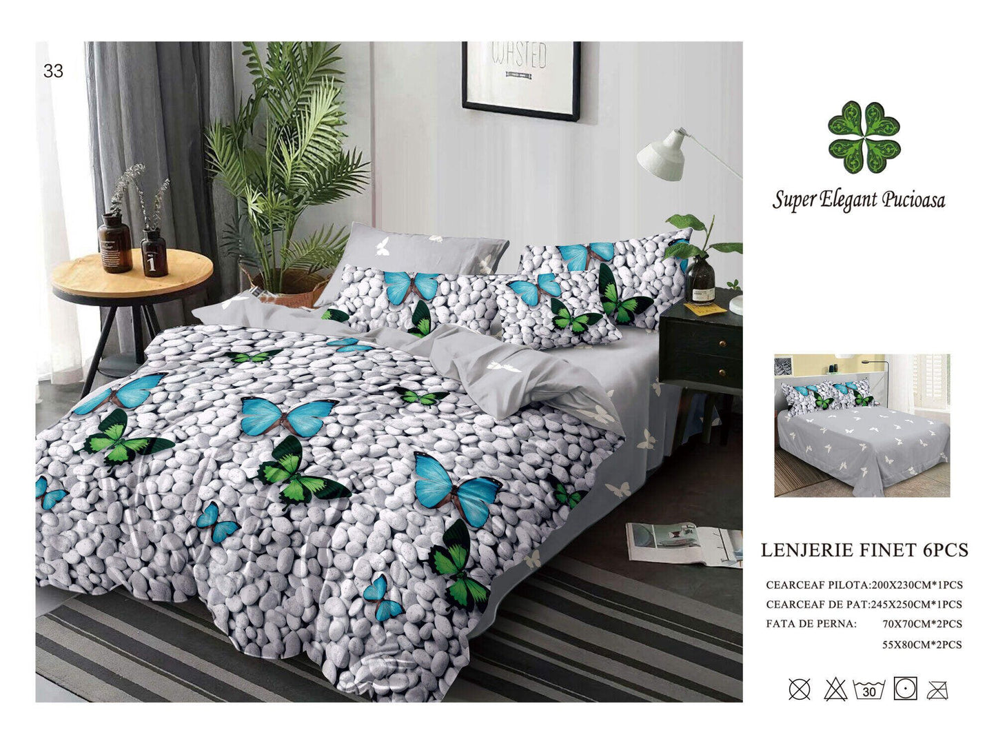 Lenjerie de Pat Bumbac Finet 6 Piese