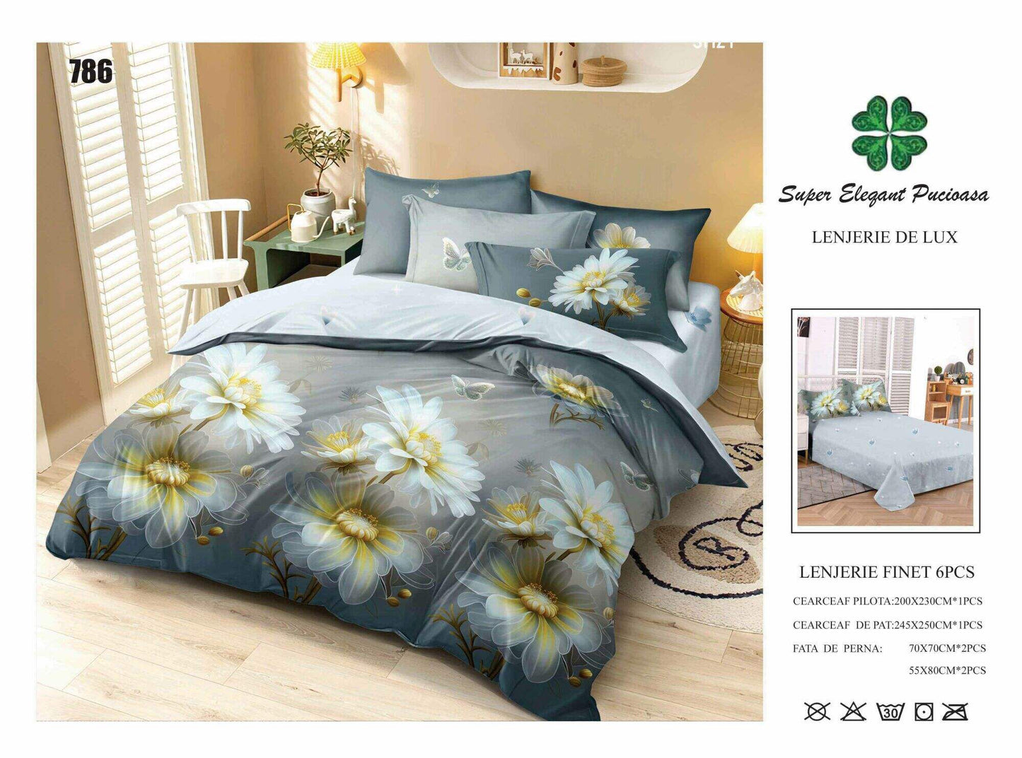 Lenjerie de Pat Bumbac Finet 6 Piese