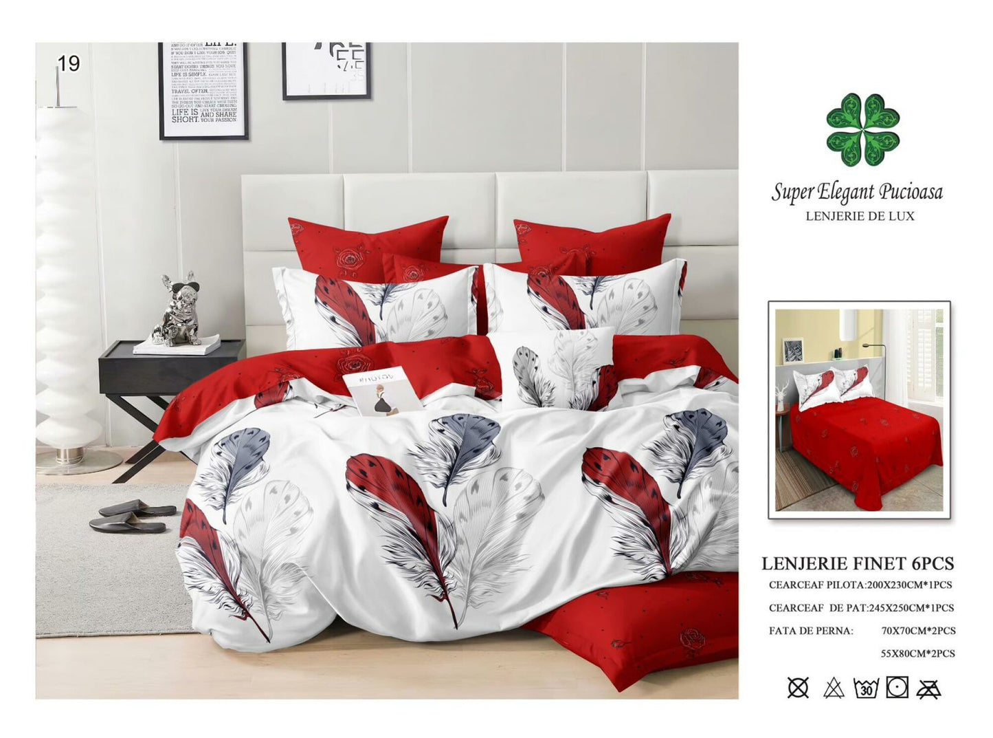 Lenjerie de Pat Bumbac Finet 6 Piese