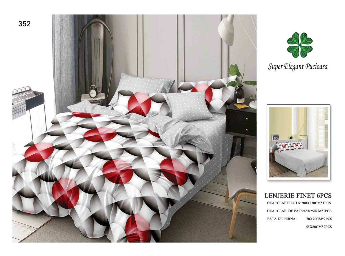 Lenjerie de Pat Bumbac Finet 6 Piese