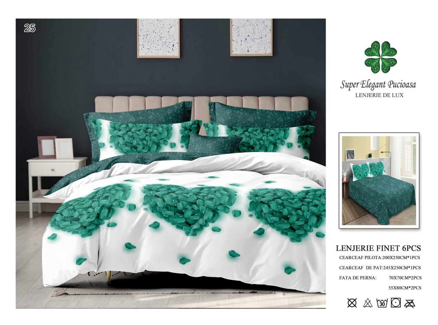 Lenjerie de Pat Bumbac Finet 6 Piese