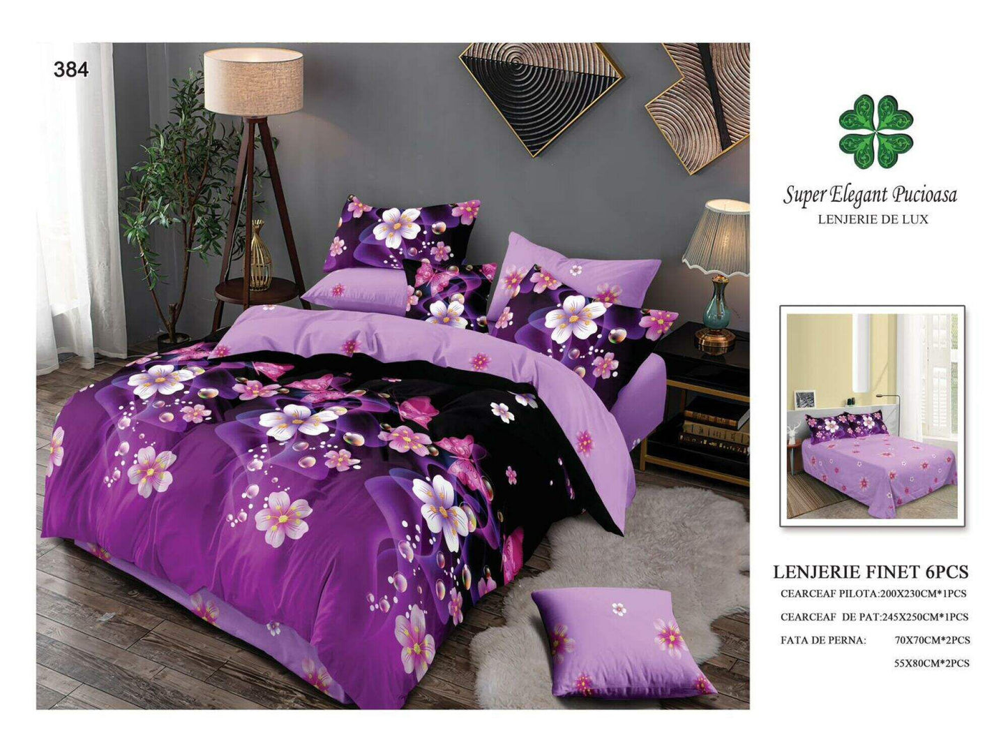 Lenjerie de Pat Bumbac Finet 6 Piese