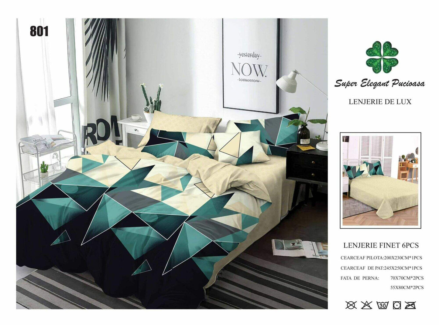 Lenjerie de Pat Bumbac Finet 6 Piese