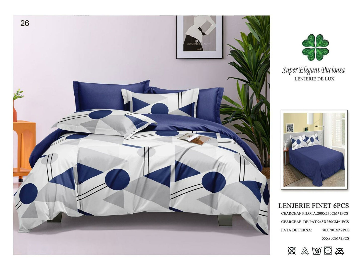 Lenjerie de Pat Bumbac Finet 6 Piese