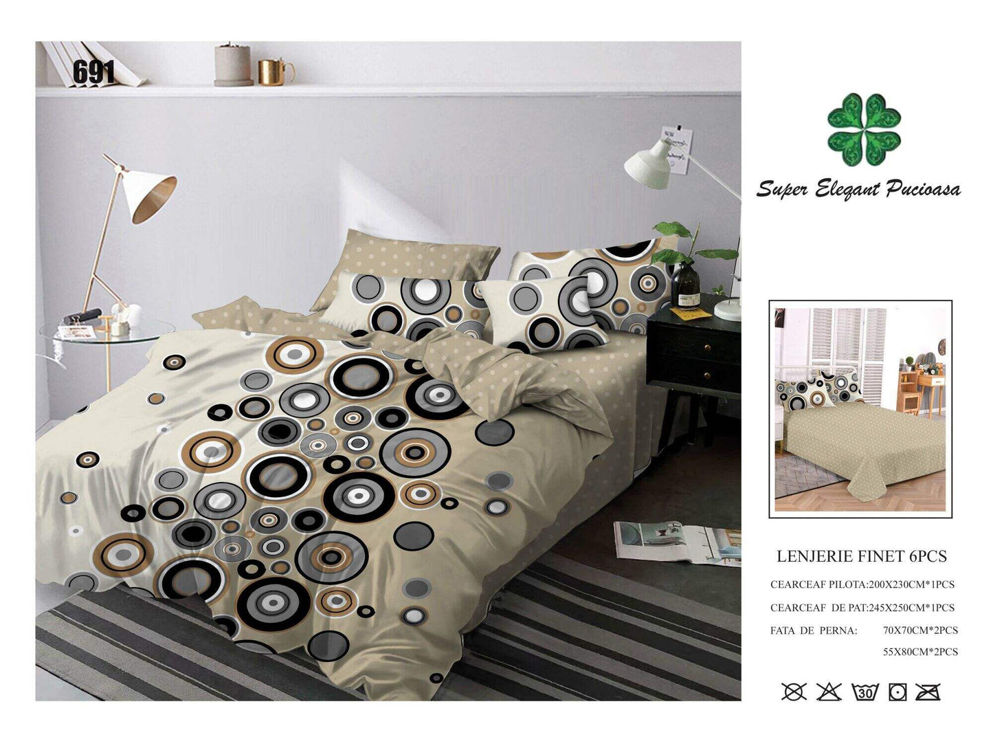 Lenjerie de Pat Bumbac Finet 6 Piese