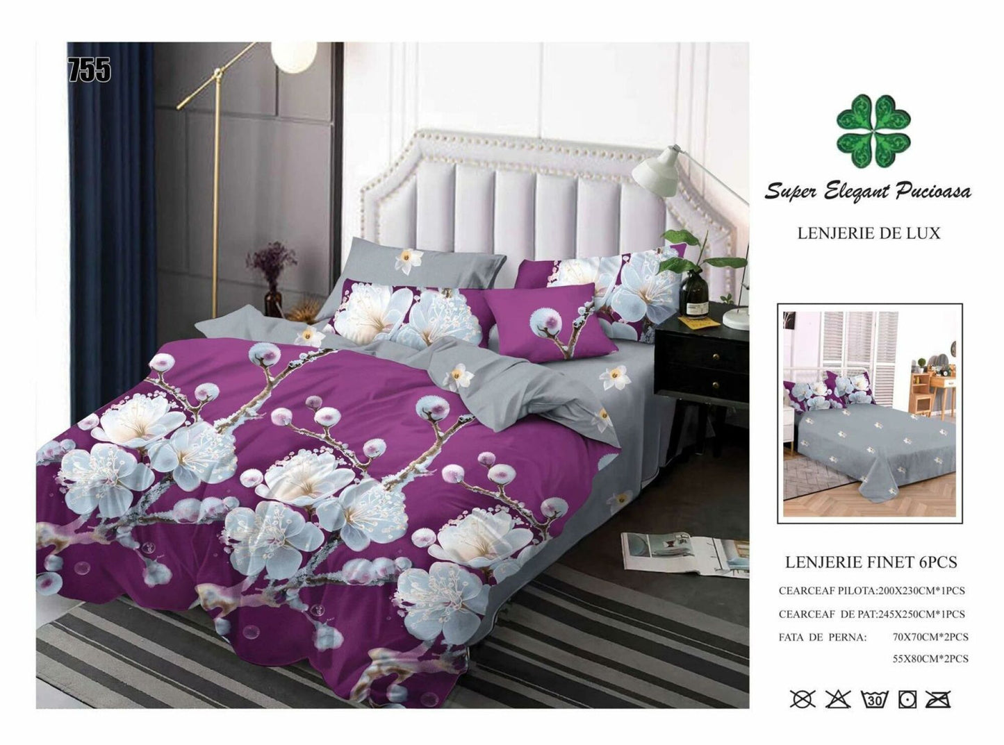 Lenjerie de Pat Bumbac Finet 6 Piese