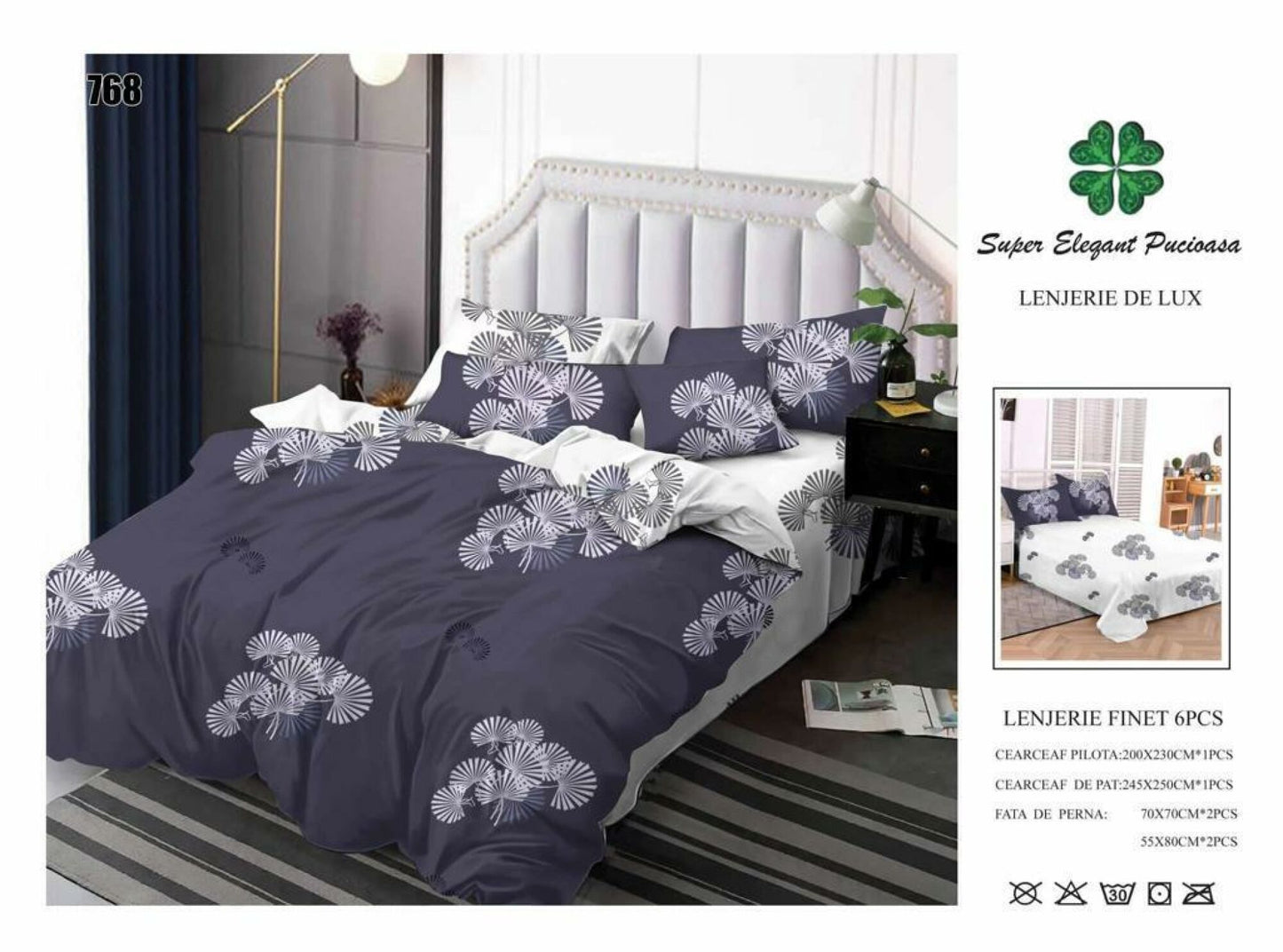 Lenjerie de Pat Bumbac Finet 6 Piese