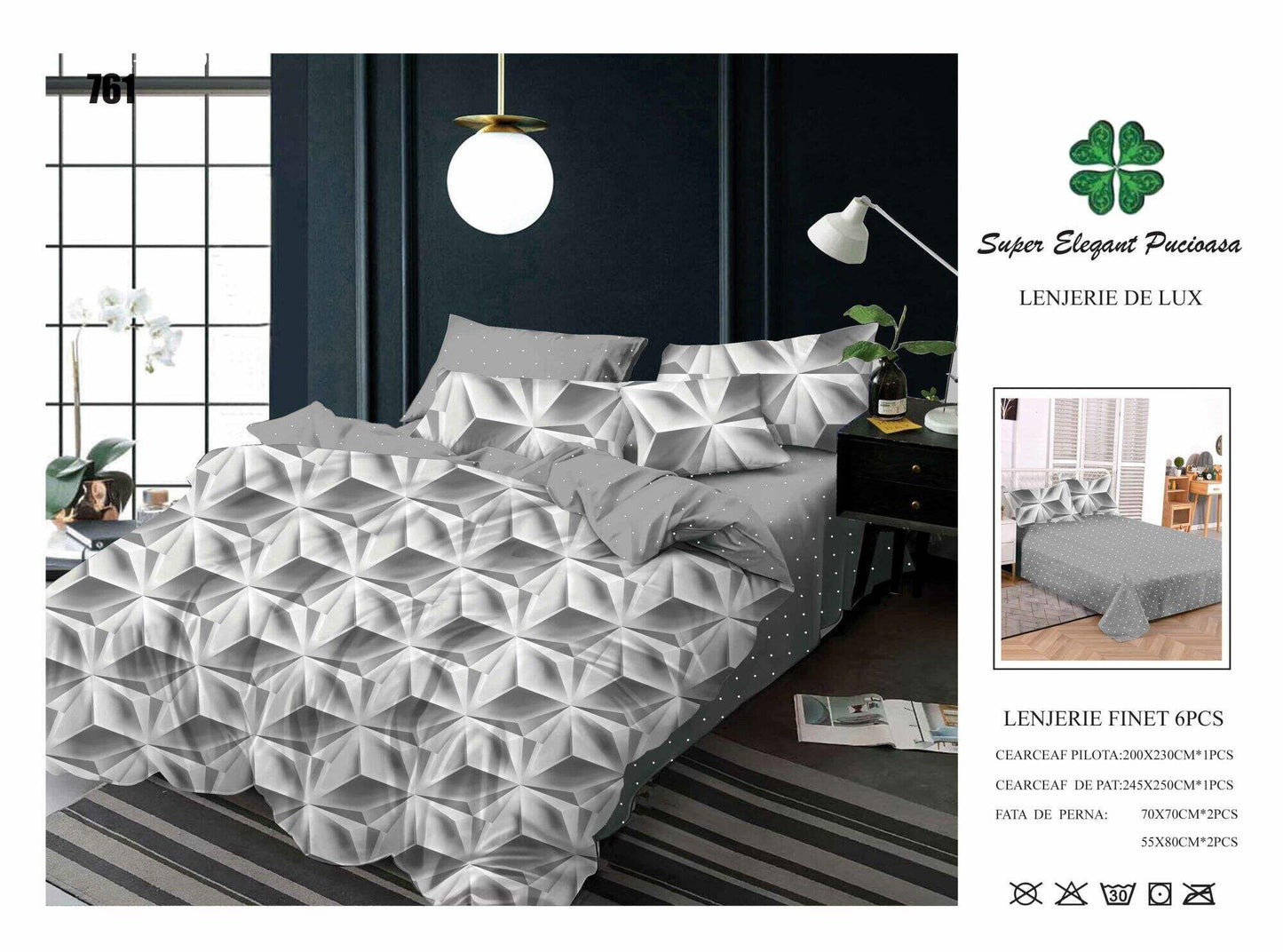 Lenjerie de Pat Bumbac Finet 6 Piese