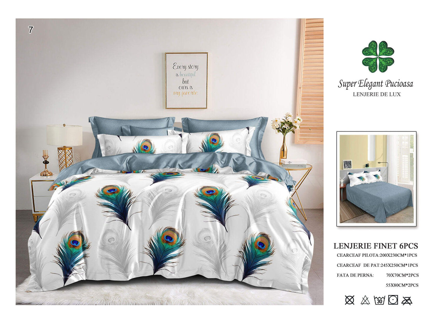 Lenjerie de Pat Bumbac Finet 6 Piese