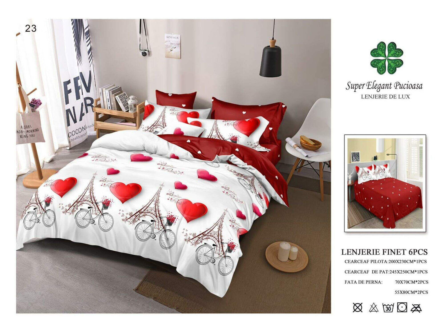 Lenjerie de Pat Bumbac Finet 6 Piese