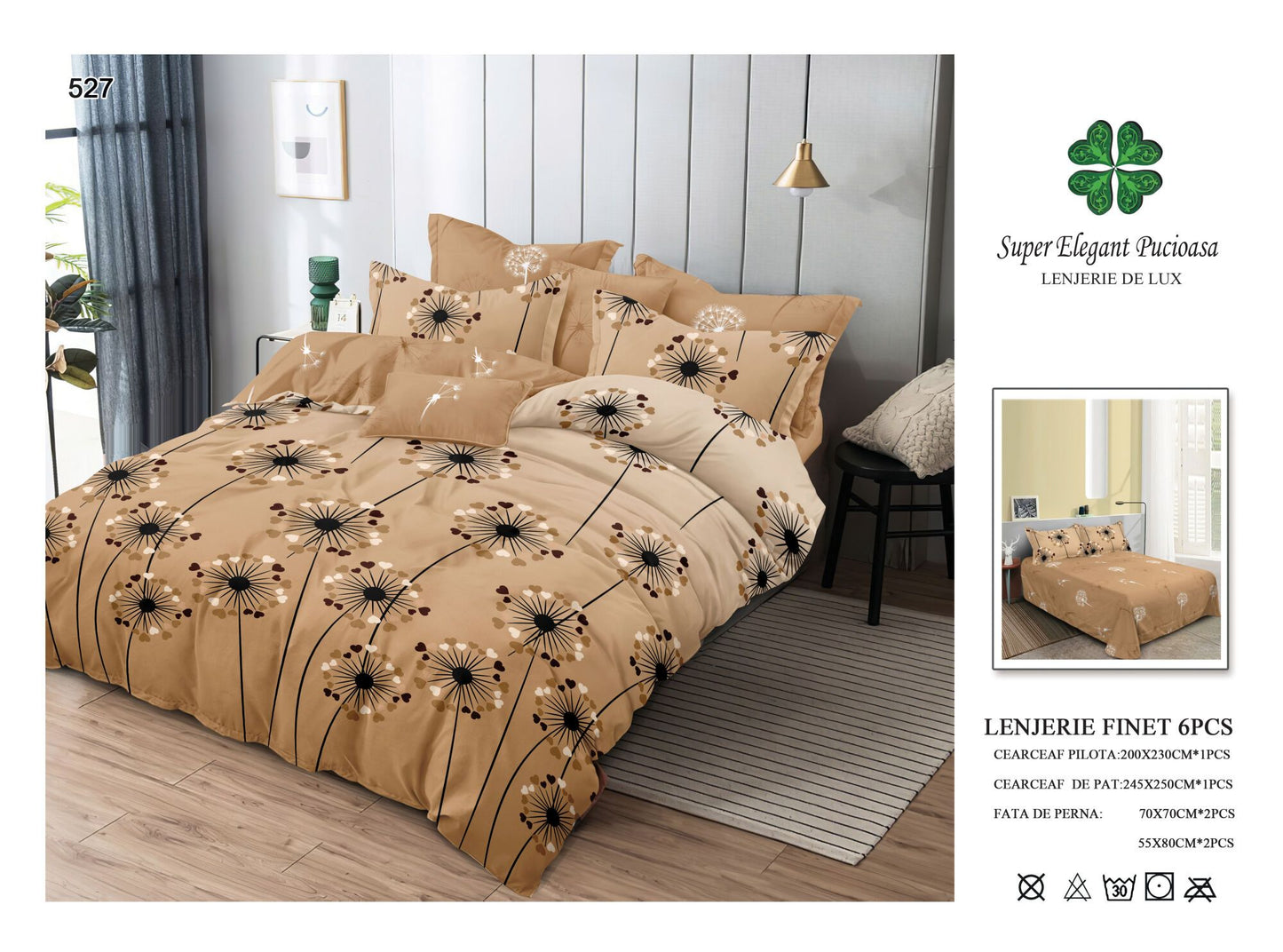 Lenjerie de Pat Bumbac Finet 6 Piese