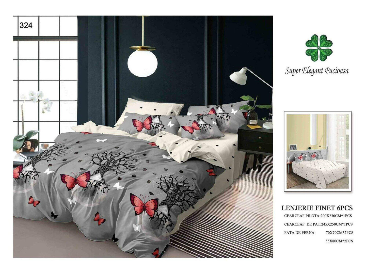 Lenjerie de Pat Bumbac Finet 6 Piese