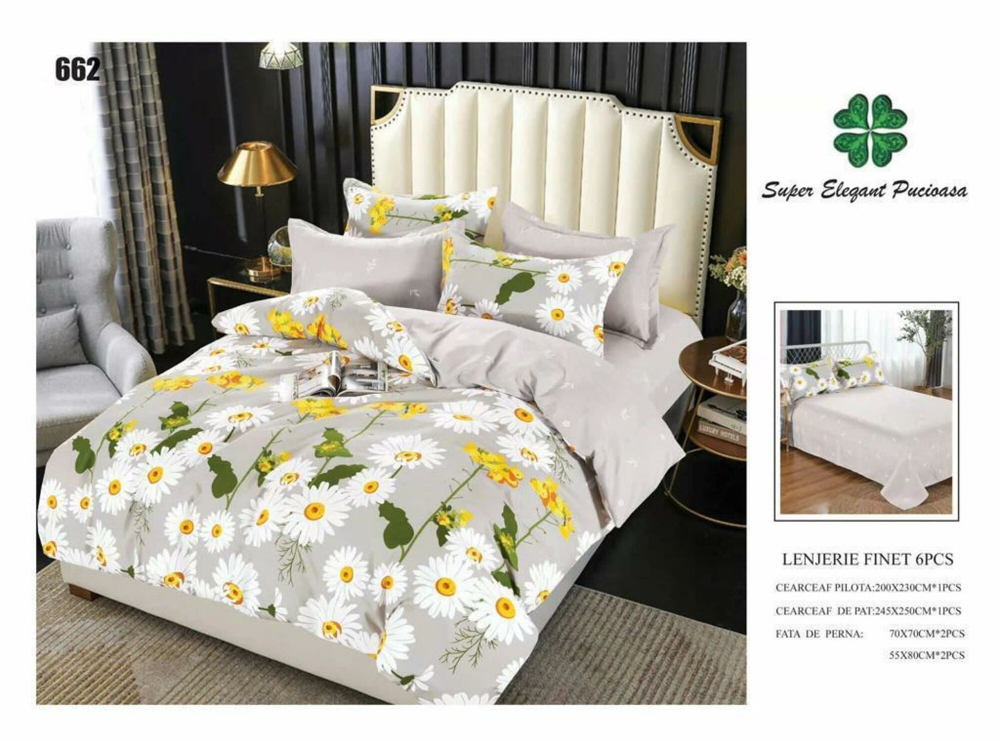 Lenjerie de Pat Bumbac Finet 6 Piese