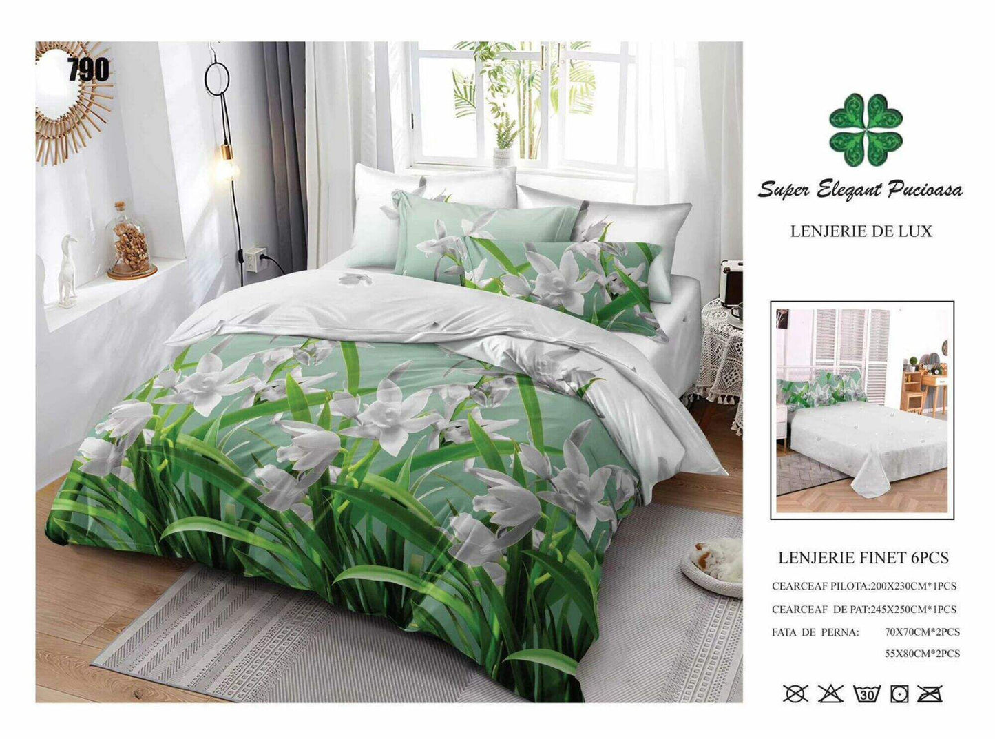 Lenjerie de Pat Bumbac Finet 6 Piese