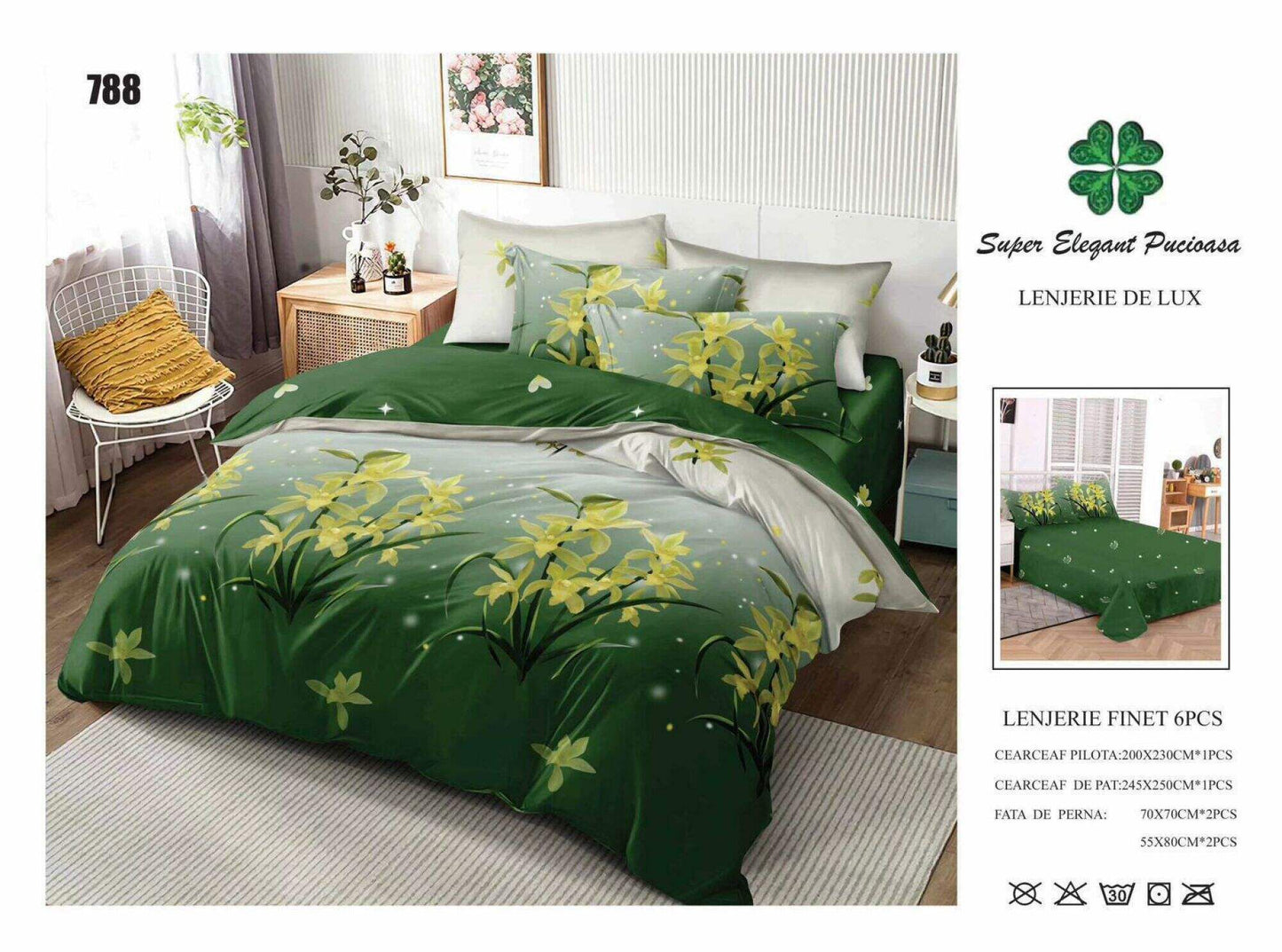 Lenjerie de Pat Bumbac Finet 6 Piese