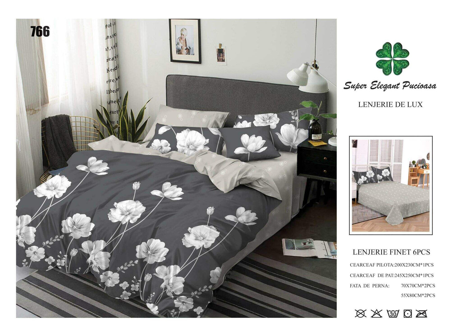 Lenjerie de Pat Bumbac Finet 6 Piese