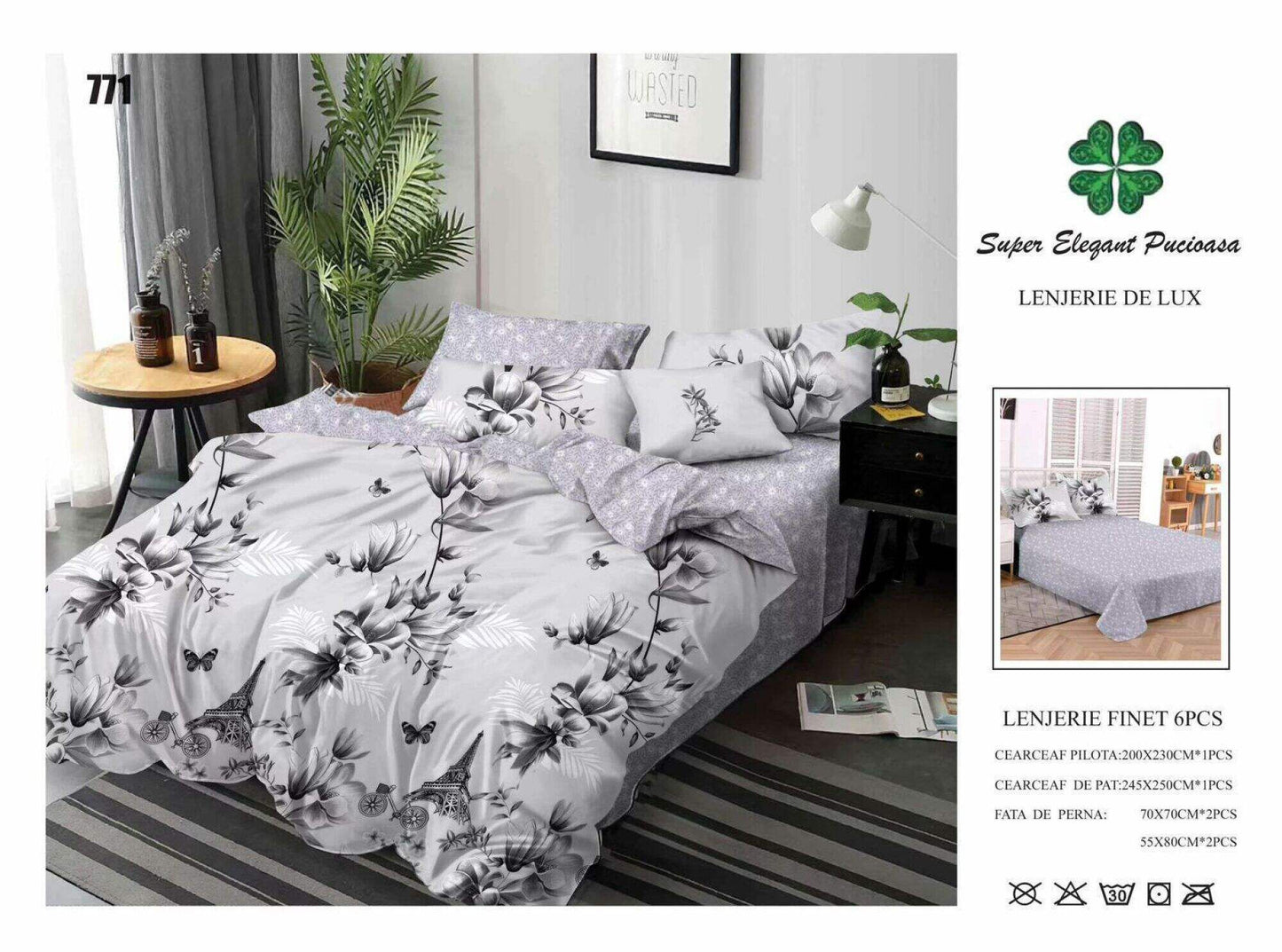 Lenjerie de Pat Bumbac Finet 6 Piese