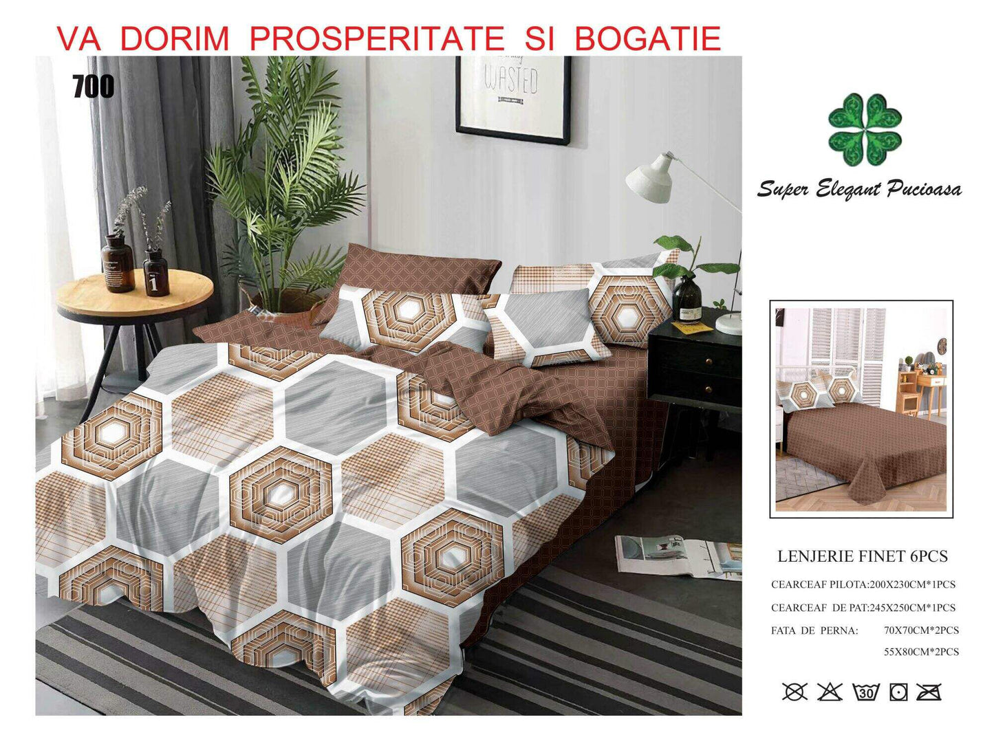 Lenjerie de Pat Bumbac Finet 6 Piese