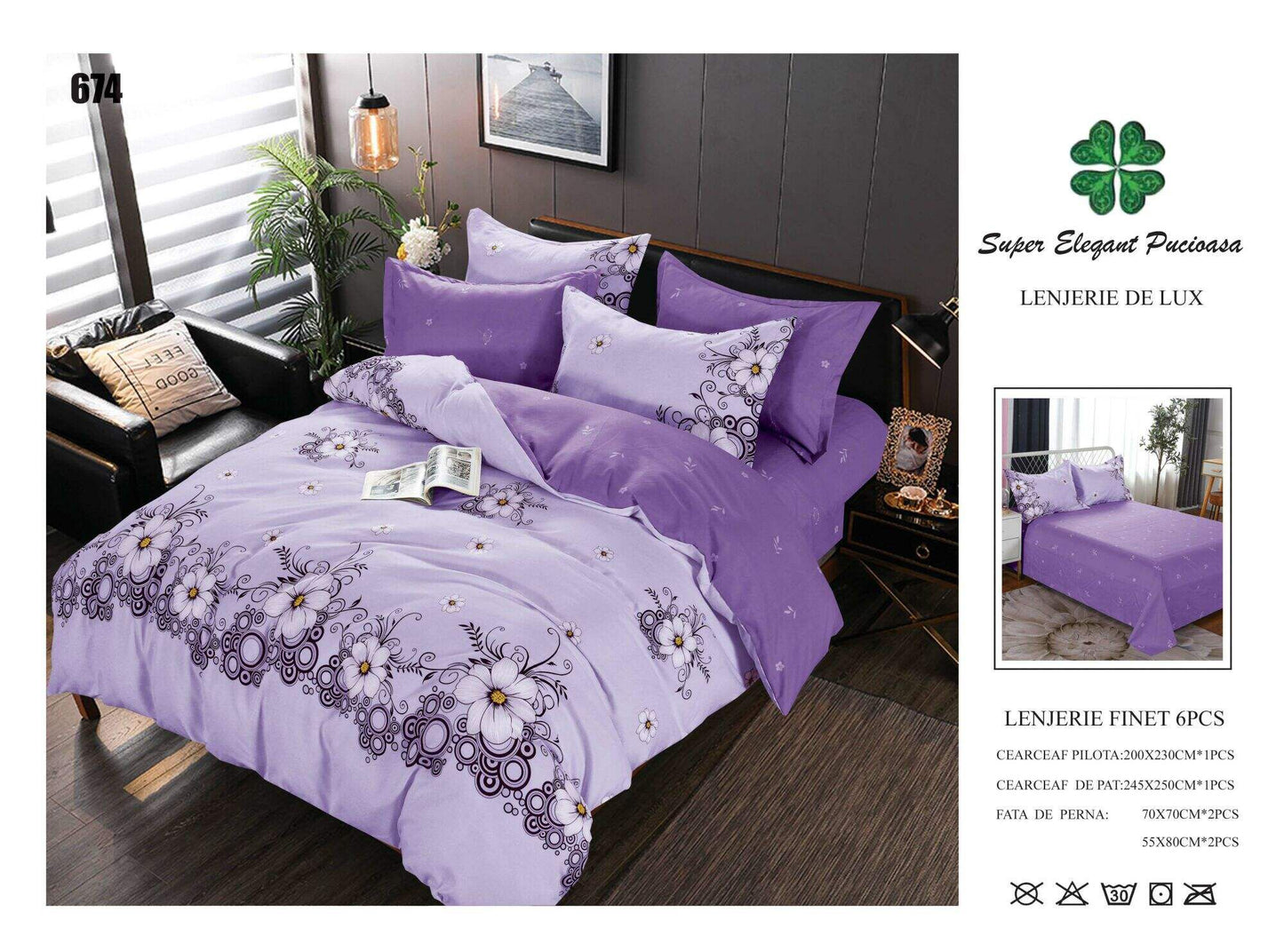 Lenjerie de Pat Bumbac Finet 6 Piese