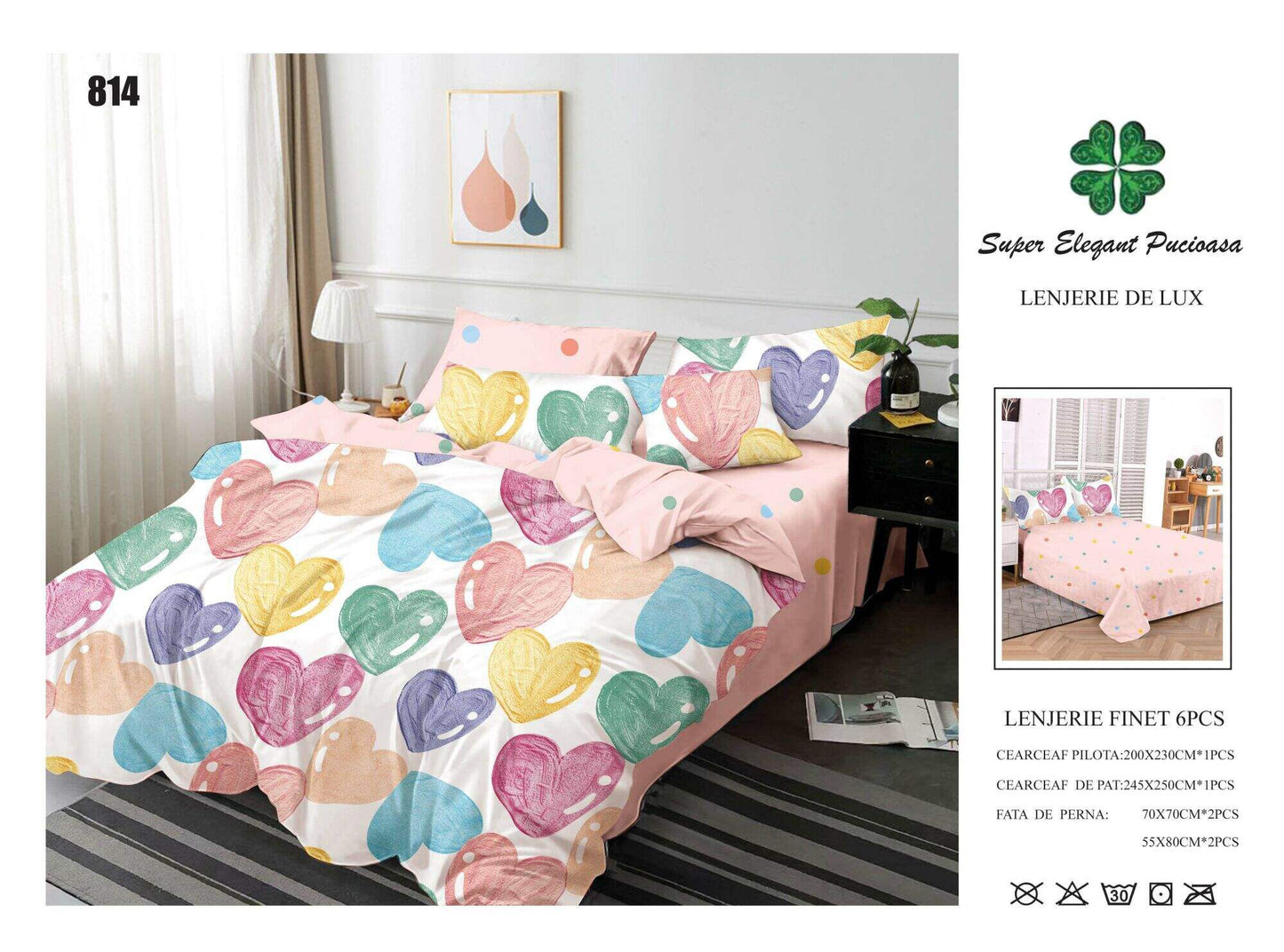 Lenjerie de Pat Bumbac Finet 6 Piese