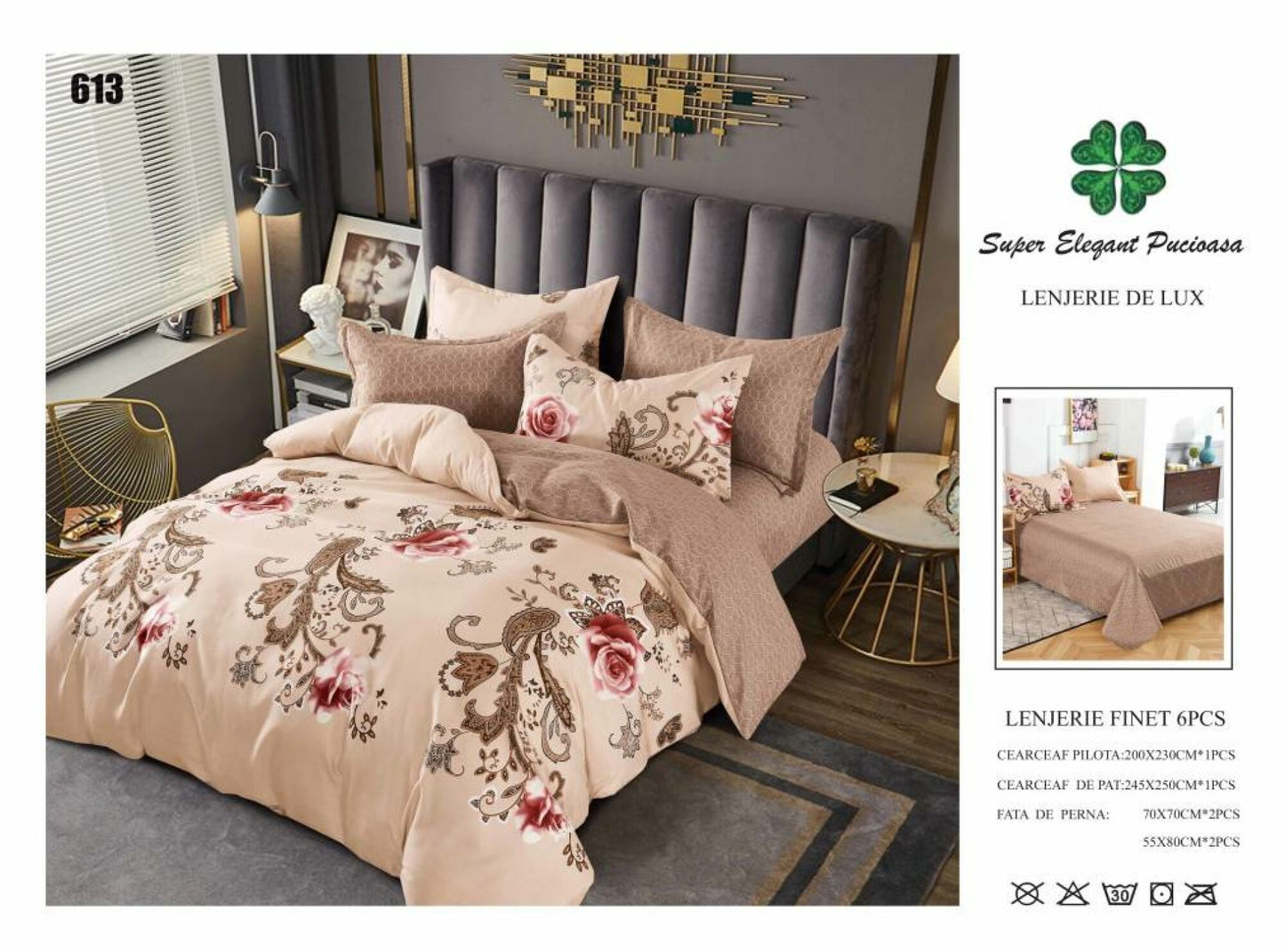 Lenjerie de Pat Bumbac Finet 6 Piese