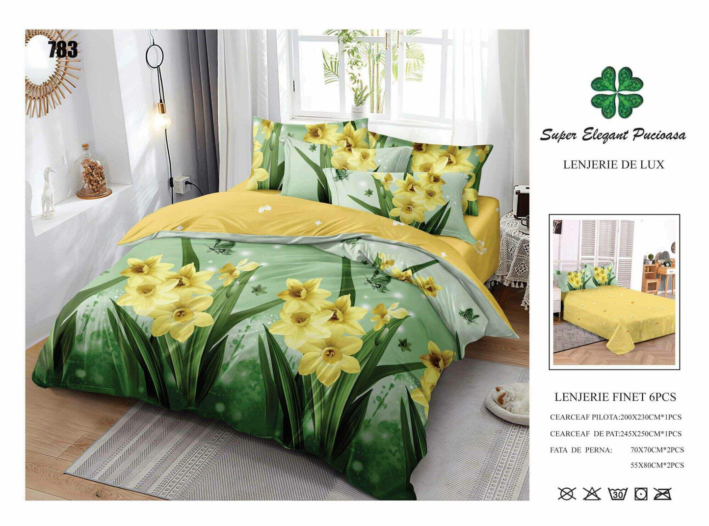 Lenjerie de Pat Bumbac Finet 6 Piese