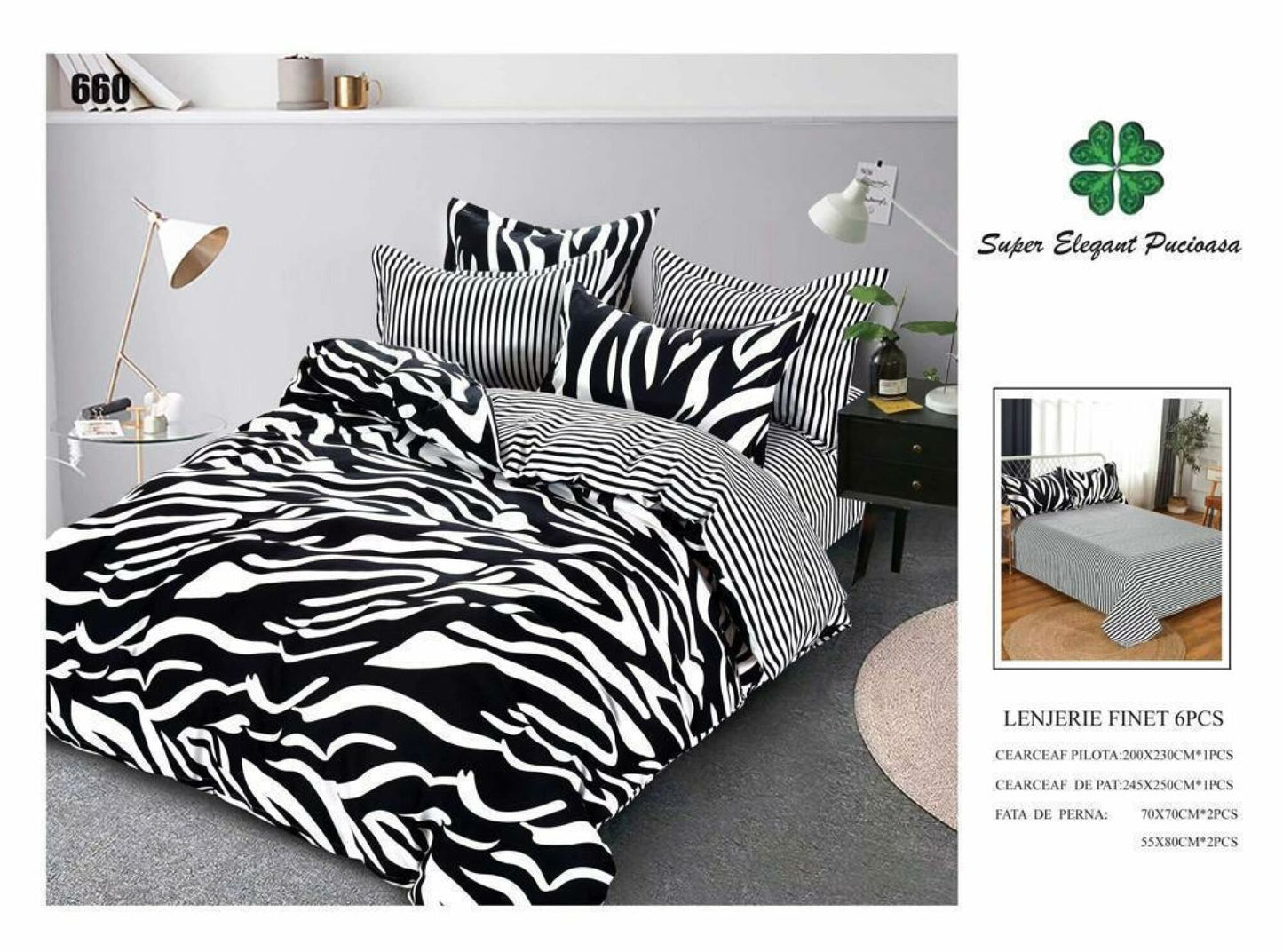 Lenjerie de Pat Bumbac Finet 6 Piese