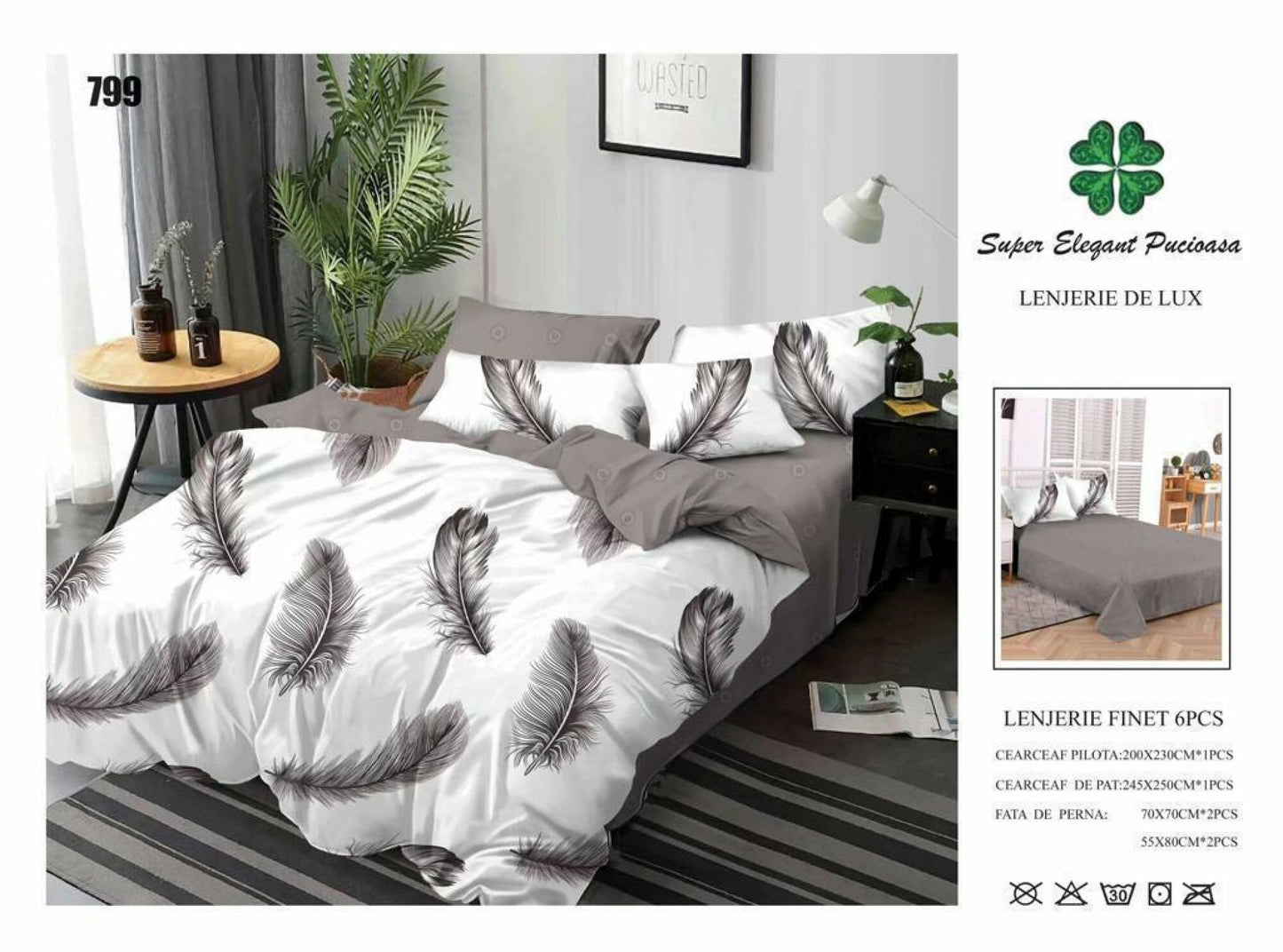 Lenjerie de Pat Bumbac Finet 6 Piese